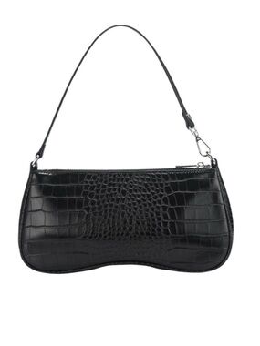 JW Pei Eva Shoulder Bag Black Croc Baguette Y2K Minimalist Vegan Leather